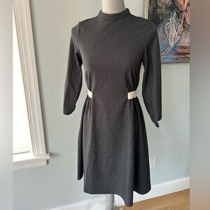 NWT Joli Garage Chic Long Sleeve Grey Dress with White Side Bands Size XS